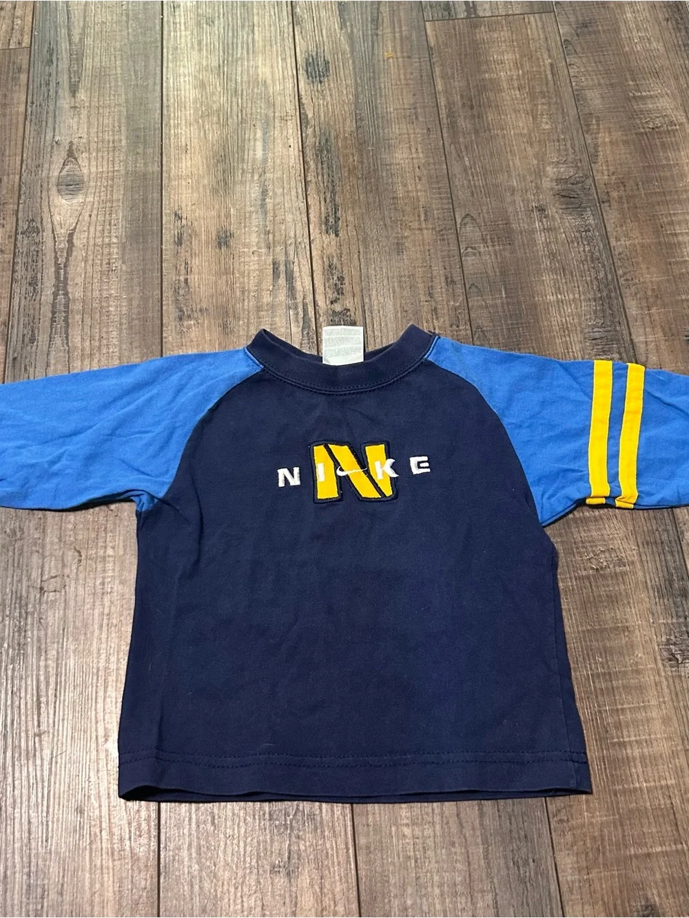 VTG Nike Crewneck Long Sleeve Shirt Blue Two Tone Size 2 Toddler Embroidered